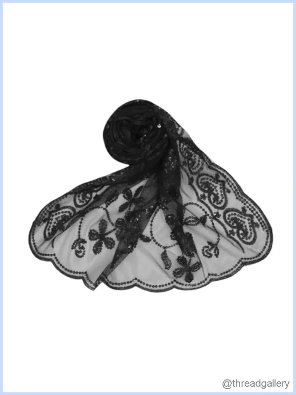 Sequin Floral Sheer Mesh Evening Shawl Wrap Bridal Scarf Party Formal Accessory
